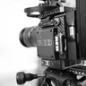 Black and white image of the side of a red dsmc2 monstro